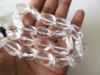 AAA Crystal Quartz Faceted Tumbles, Natural Rock Crystal Quartz Crystal Beads, 15-16mm/18-20mm Loose Crystal Beads, 13 Inch Strand, GDS1105