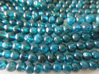 Blue Apatite Round Beads, Apatite Smooth Round Beads, 5mm 3mm Apatite Beads, 13 Inch Strand, Apatite Jewelry, Loose Apatite Beads, GDS1111