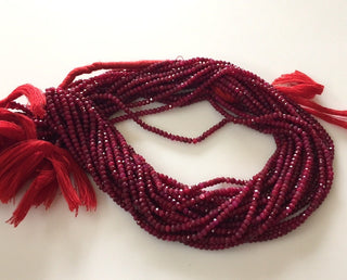 Tiny All 3mm Ruby Rondelle Beads, Faceted Ruby Rondelles, Natural Ruby Beads Loose,  13 Inch Strand, GDS1115