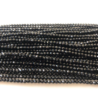 2mm Natural Black Spinel Gem Stone Beads, Micro Faceted Black Spinel Rondelle Beads, 13 Inch Strand, Wholesale Spinel Beads, GDS1052