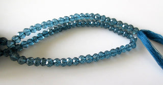 White Topaz Coated Rondelle Beads, London Blue Topaz Color Micro Faceted Rondelle Beads, 4mm Beads, 13 Inches Each, GDS1059