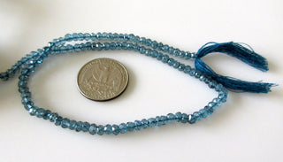 White Topaz Coated Rondelle Beads, London Blue Topaz Color Micro Faceted Rondelle Beads, 4mm Beads, 13 Inches Each, GDS1059