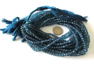 White Topaz Coated Rondelle Beads, London Blue Topaz Color Micro Faceted Rondelle Beads, 4mm Beads, 13 Inches Each, GDS1059