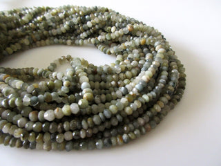 Green Cats Eye Faceted Beads, Cats Eye Rondelle Beads, 4mm Cats Eye Beads, Cats Eye Rondelles, 13 Inch Strand, GDS1064