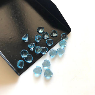 5 Pieces Natural Blue Topaz Brilliant Cut Heart/Cushion/Round/Half Moon/Oval Shaped Faceted Loose Gemstones GDS1204