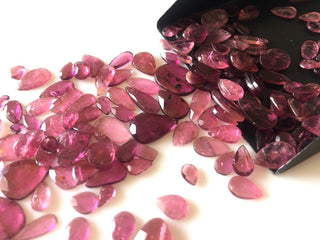 10 Pieces 5mm To 12mm Natural Pink Tourmaline Flat Back Faceted Rose Cut Loose, Tourmaline Gemstone Cabochons, GDS1071