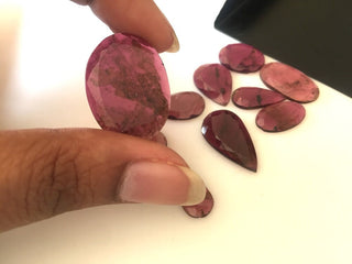 10 Pieces 14mm To 26mm Huge Rare Pink Tourmaline Faceted Rose Cut Flat Back Lose Cabochon Lot GDS1072