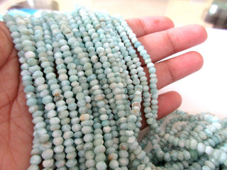 Natural Larimar 4mm Faceted Rondelle Beads,  4mm Larimar Beads for Larimar Jewelry, Larimar Stone, 13 Inch Strand, GDS1110