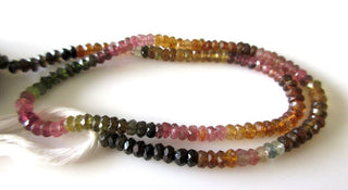 4mm Natural Tourmaline Beads, Multi Tourmaline Faceted Rondelle Beads, Green Tourmaline Beads, Pink Tourmaline Beads, 13 Inch, GDS1111