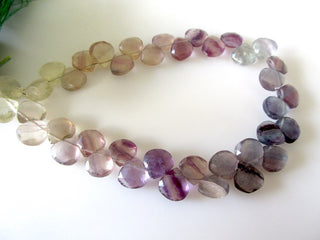 Natural Fluorite Heart Briolette Beads, Purple Fluorite Faceted Heart Beads, 8mm Purple Fluorite Beads, 8 Inch Strand, GDS1115
