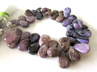 Charoite Pear Beads, Charoite Smooth Pear Shaped Briolette Beads, Natural Charoite Gemstone Beads, 10/12/15mm Chroite Beads, GDS1113