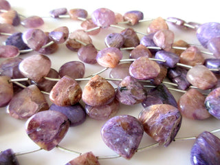 Charoite Heart Briolette Beads, Charoite Smooth Heart Shaped Huge Beads, Natural Charoite Gemstone Beads, 18-19mm/14-15mm Beads, GDS1117