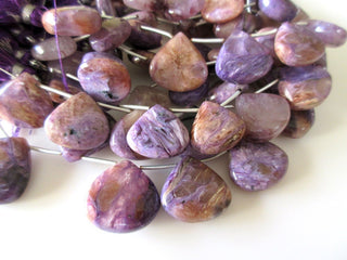 Charoite Heart Briolette Beads, Charoite Smooth Heart Shaped Huge Beads, Natural Charoite Gemstone Beads, 18-19mm/14-15mm Beads, GDS1117