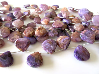 Charoite Heart Briolette Beads, Charoite Smooth Heart Shaped Huge Beads, Natural Charoite Gemstone Beads, 18-19mm/14-15mm Beads, GDS1117