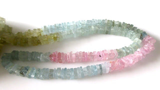 Aquamarine Heishi Beads, 5mm/5.5mm Heishi Aquamarine Beads, Pink Yellow Blue Aquamarine Heishi Gemstone Beads, Natural Aquamarine, GDS1126