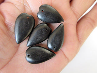 5 Pieces Flat Drop Square Hand Carved Natural Ebony Wood Beads, Smooth Drop Square Wooden Bead Pendant, Wooden Supplies Jewelry, GDS1078