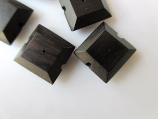 5 Pieces Flat Drop Square Hand Carved Natural Ebony Wood Beads, Smooth Drop Square Wooden Bead Pendant, Wooden Supplies Jewelry, GDS1078