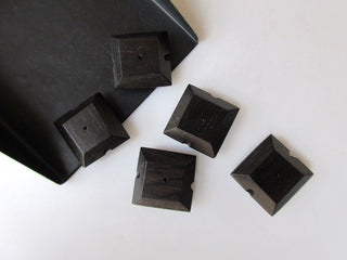 5 Pieces Flat Drop Square Hand Carved Natural Ebony Wood Beads, Smooth Drop Square Wooden Bead Pendant, Wooden Supplies Jewelry, GDS1078