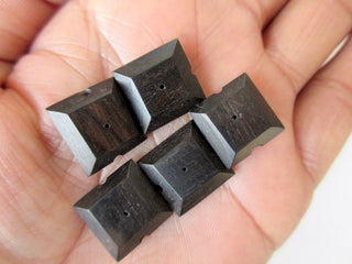 5 Pieces Flat Drop Square Hand Carved Natural Ebony Wood Beads, Smooth Drop Square Wooden Bead Pendant, Wooden Supplies Jewelry, GDS1078