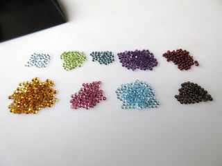 20 Pieces Tiny Rare 2mm Blue Topaz Smooth Peridot/Pink Tourmaline/Amethyst/Garnet/Citrine/Smoky Quartz Cabochons GDS1079