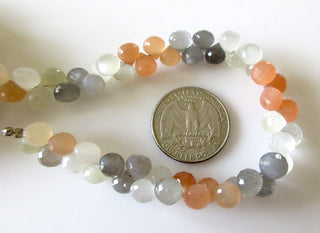 AAA Multi Moonstone Onion Shaped Briolette Beads, Grey Peach White Moonstone Faceted Gemstone Beads, 6mm/7mm Beads, 8 Inch Strand, GDS1135