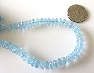 Blue Topaz Rondelle Beads, 7mm Blue Topaz Rondelles, Natural Blue Topaz Loose Faceted Rondelle Beads, 9 Inch Strand, GDS1136