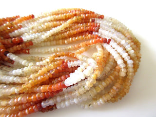 Mexican Fire Opal Beads, 2.5mm/4mm Mexican Fire Opal Faceted Rondelle Beads, Fire Opal Stone Jewelry, 13 Inch Strand, GDS1147