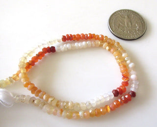 Mexican Fire Opal Beads, 2.5mm/4mm Mexican Fire Opal Faceted Rondelle Beads, Fire Opal Stone Jewelry, 13 Inch Strand, GDS1147