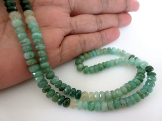 Natural Emerald Faceted Rondelle Beads, 5mm Green Emerald Shaded Gemstone Beads, Sold As 16 Inch 1 Strand/5 Strand, GDS1081