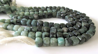 Natural Emerald Faceted Box Beads, 8mm Faceted Box Emerald Beads, Green Emerald Shaded Gemstone Box Beads, 8 Inch Strand, GDS1082