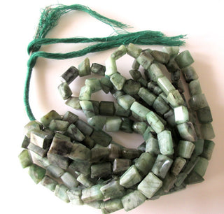 Natural Emerald Faceted Step Cut Tumble Beads, 10mm To 13mm Faceted Emerald Tumbles, Green Emerald Tumbles, 16 Inch Strand, GDS1083