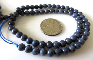 Natural Blue Sapphire Round Smooth Beads, 6mm Sapphire Beads, Sapphire Beads, Sold As 8 Inch Strand/16 Inch Strand, GDS1084