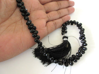 Black Spinel Briolette Beads, Faceted Black Spinel Tear Drop Beads, 6mm Natural Loose Black Spinel, 10 Inch Strand, GDS1085