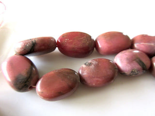 Rhodonite Tumbles, Natural Rhodonite Smooth Tumble Beads, 12mm To 17mm Pink Rhodonite Beads, 16 Inch Strand, GDS1086