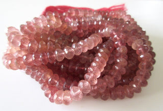 Natural Pink Strawberry Quartz Faceted Rondelle Shaded Beads, 7mm to 8mm Strawberry Quartz Beads, Pink Strawberry Quartz Jewelry, GDS1087