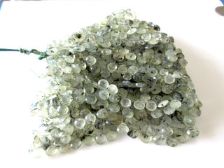 Natural Prehnite Rutilated Faceted Heart Briolettes, Green Prehnite Heart Briolette Beads, Rutilated Prehnite Heart Beads, 9.5mm, GDS1088