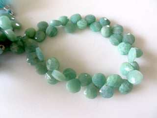 Natural Amazonite Faceted Heart Shaped Briolette Beads, Amazonite Gemstone Beads, 9mm/10mm Beads, Green Amazonite Jewelry, GDS1089