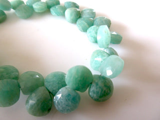 Natural Amazonite Faceted Heart Shaped Briolette Beads, Amazonite Gemstone Beads, 9mm/10mm Beads, Green Amazonite Jewelry, GDS1089