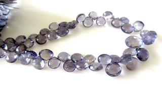 Iolite Faceted Heart Beads, AAA Iolite Briolette Beads, Heart Shaped Iolite Briolettes, 5mm/7mm/11mm, Loose Iolite Gemstone Beads, GDS1092