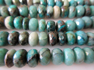 Chrysocolla Faceted Rondelle Beads, 7mm/8mm Chrysocolla Rondelles For Jewelry, Turquoise Color Chrysocolla Gemstone Beads, GDS1095