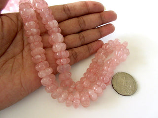 Natural Rose Quartz Carved Beads, Hand Carved Beads For Rose Quartz Jewelry, Gemstone Carving For Rose Quartz Necklace, GDS1099