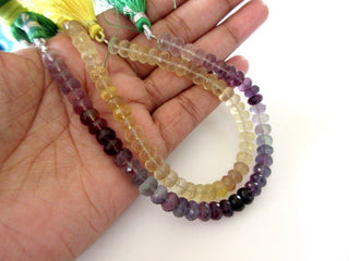 Purple Green Fluorite Faceted Rondelle Beads, Multi Fluorite Beads For Fluorite Necklace Fluorite Jewelry, 8 Inch Strand, GDS1102