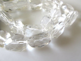 AAA Crystal Quartz Faceted Tumbles, Natural Rock Crystal Quartz Crystal Beads, 15-16mm/18-20mm Loose Crystal Beads, 13 Inch Strand, GDS1105