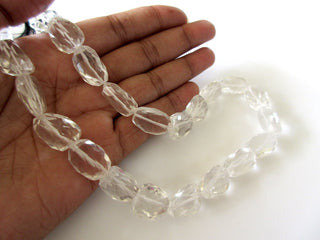 AAA Crystal Quartz Faceted Tumbles, Natural Rock Crystal Quartz Crystal Beads, 15-16mm/18-20mm Loose Crystal Beads, 13 Inch Strand, GDS1105