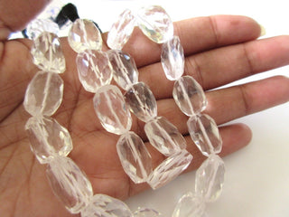 AAA Crystal Quartz Faceted Tumbles, Natural Rock Crystal Quartz Crystal Beads, 15-16mm/18-20mm Loose Crystal Beads, 13 Inch Strand, GDS1105