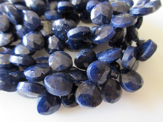 Blue Corundum Sapphire Heart Shaped Briolette Beads, Sapphire Briolette Beads, Sapphire Faceted Briolette Beads, 8mm To 10mm Beads, GDS1151