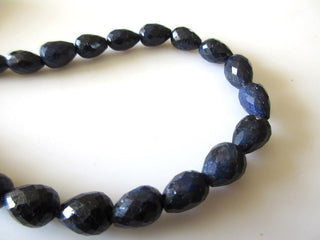 Blue Corundum Sapphire Straight Drilled Teardrop Faceted Beads, Sapphire Faceted Beads, 8mm To 11mm/10" Beads, GDS1152