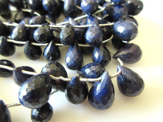 Blue Corundum Sapphire Teardrop Briolette Beads, Sapphire Faceted Teardrop Briolettes, 8-14mm & 9-16mm Beads, GDS1153