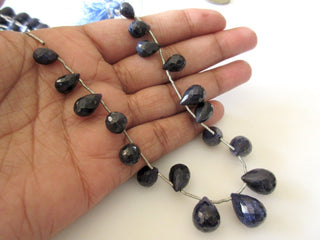 Blue Corundum Sapphire Teardrop Briolette Beads, Sapphire Faceted Teardrop Briolettes, 8-14mm & 9-16mm Beads, GDS1153