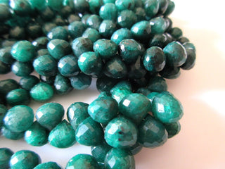 Green Corundum/Emerald Onion Shaped Briolette Beads, Emerald Faceted Onion Beads, 9mm To 11mm/7mm To 8mm Emerald Onion Beads, GDS1159